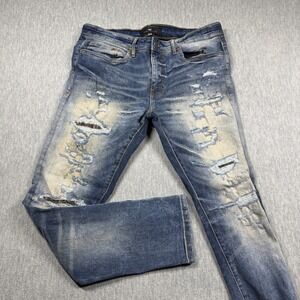Legacy Edition Jeans Mens 36x34 Blue Collins Skinny Distressed Ripped Denim Pant